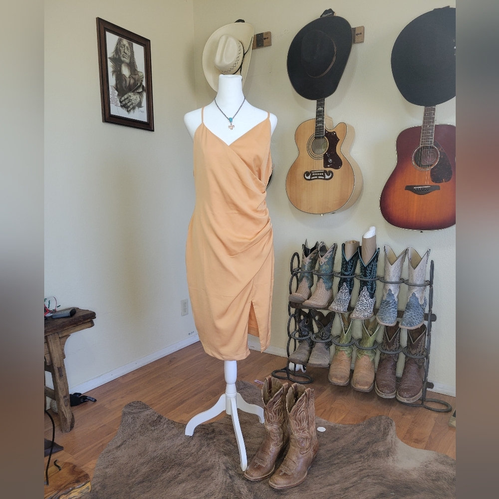 NWT Elegant Peach Wrap Dress